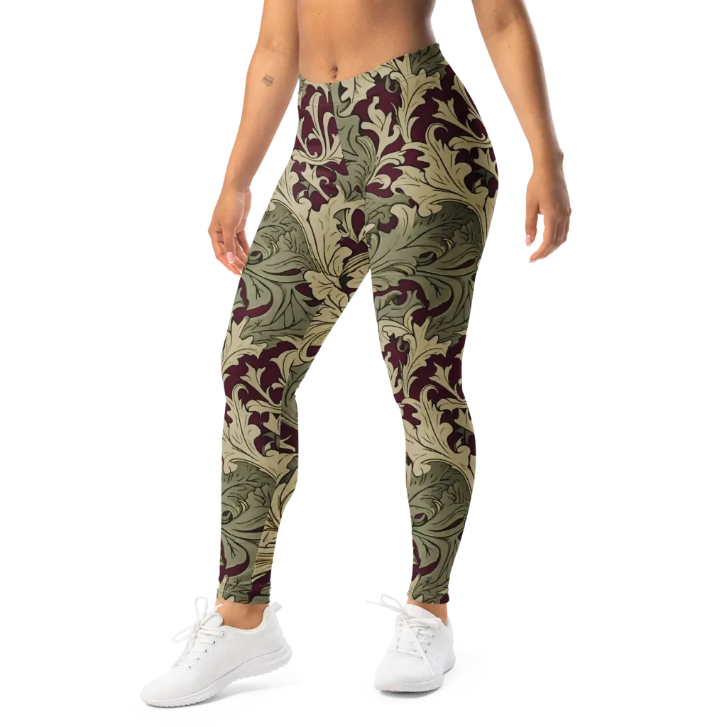 Acanthus Nocturne on Leggings — Left Front