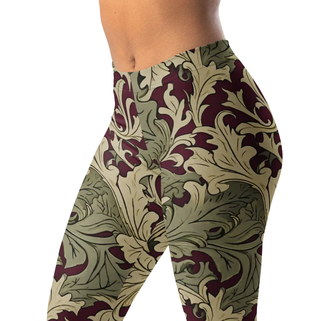 Acanthus Nocturne on Leggings — Left Front