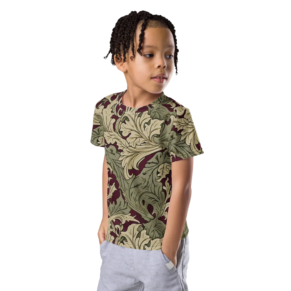 Acanthus Nocturne on Kids Crew Neck T-Shirt — Left Front