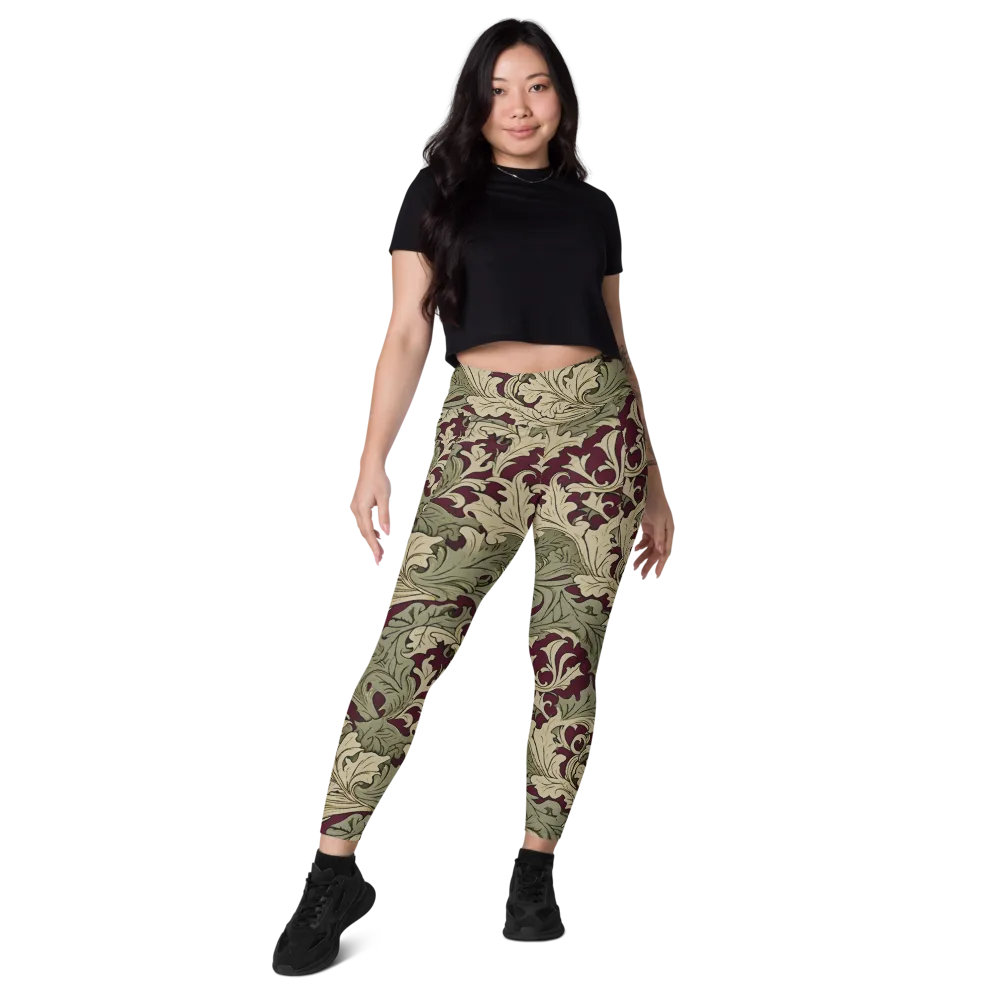 Acanthus Nocturne on Leggings with Pockets — Front