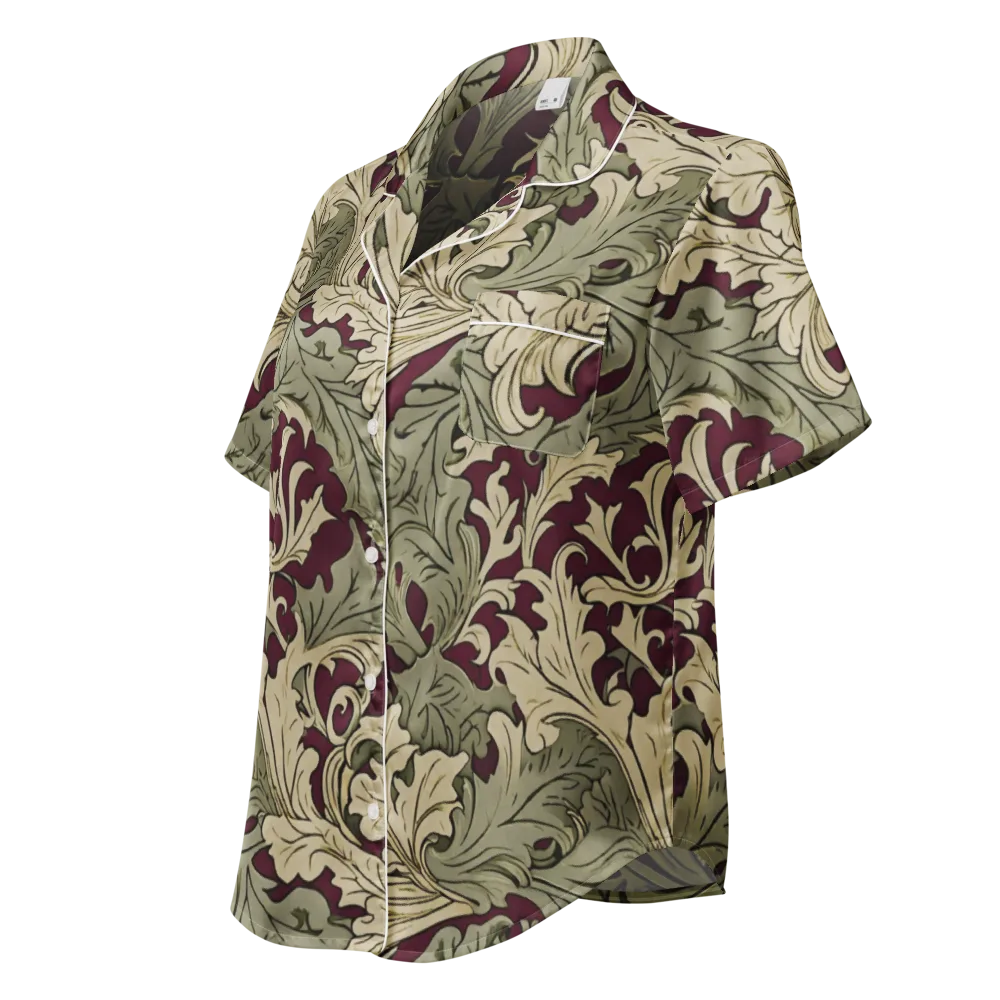 Acanthus Nocturne on Women's Short Sleeve Pajama Top — Left Front