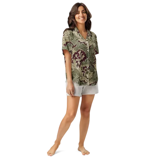 Acanthus Nocturne on a Women's Short Sleeve Pajama Top