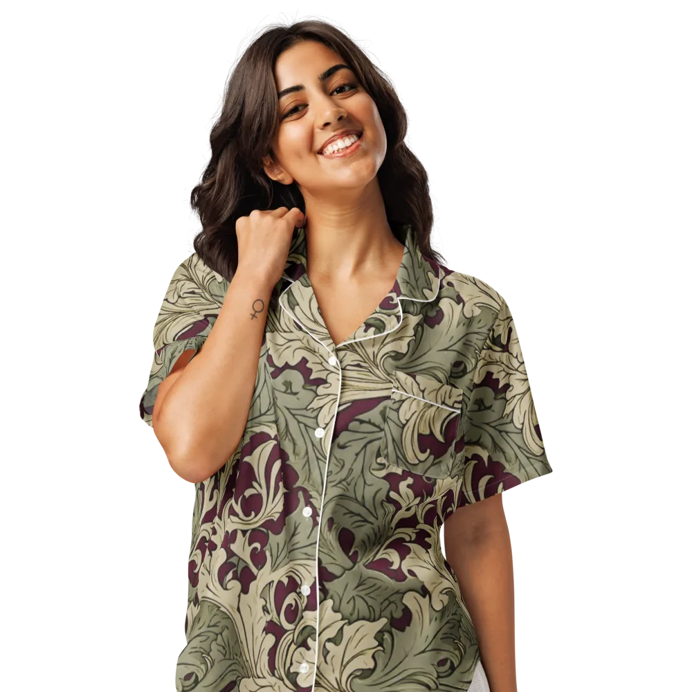 Acanthus Nocturne on Women's Short Sleeve Pajama Top — Front