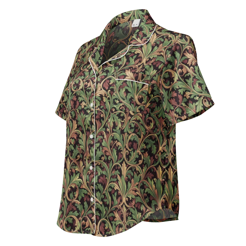 Verdant Baroque on Women's Short Sleeve Pajama Top — Left Front