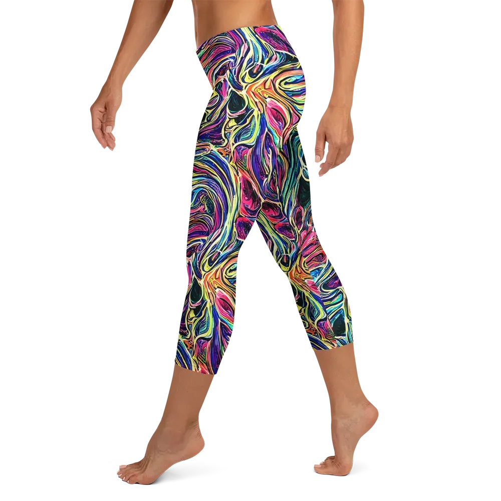 Fluorescent Drift on Capri Leggings — Left