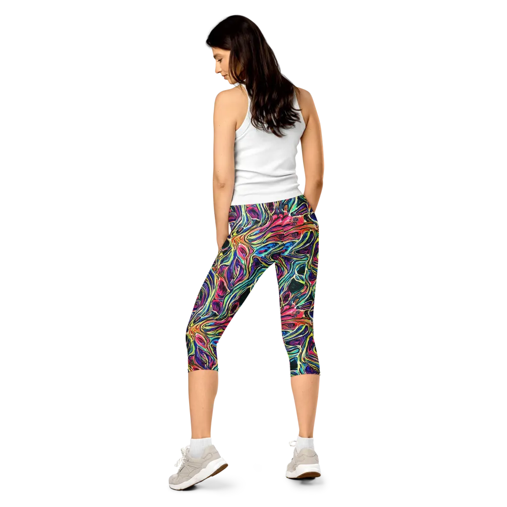 Fluorescent Drift on Capri Leggings — Back