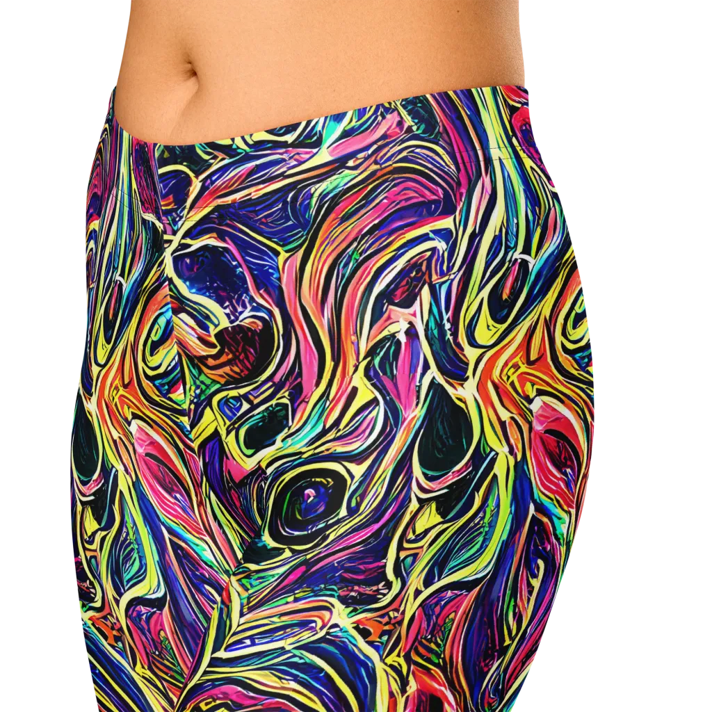 Fluorescent Drift on Capri Leggings — Zoomed-in