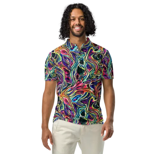 Fluorescent Drift on a Men's Slim Fit Polo Shirt