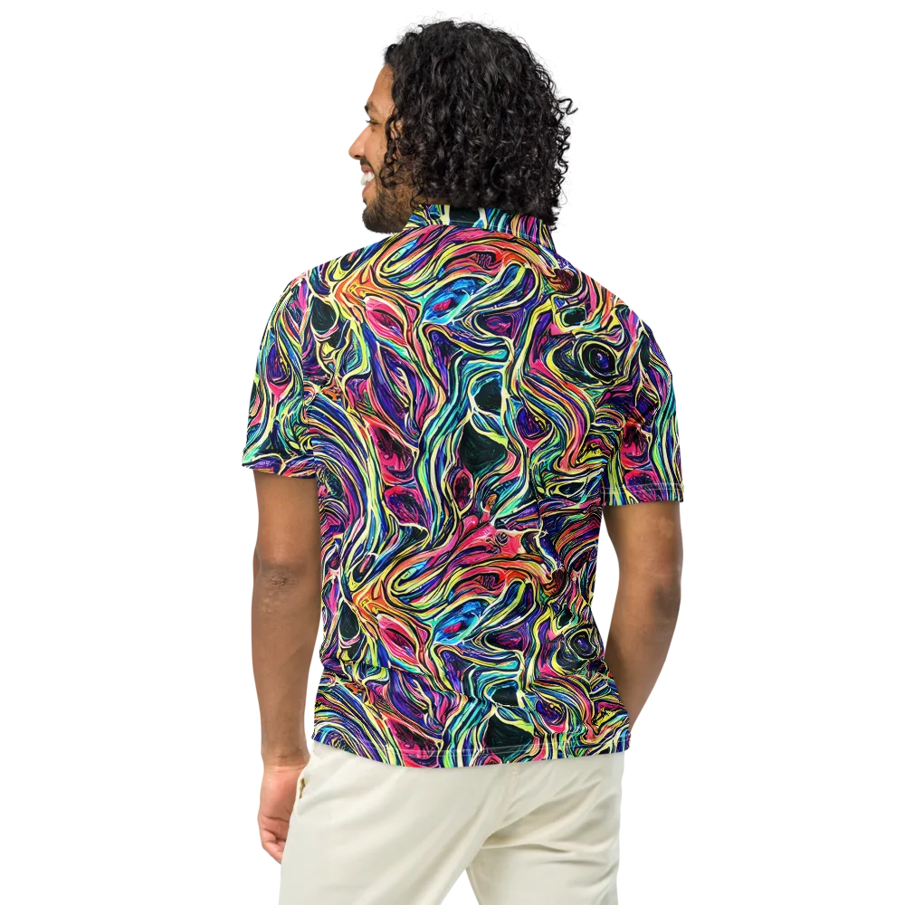 Fluorescent Drift on Men's Slim Fit Polo Shirt — Back