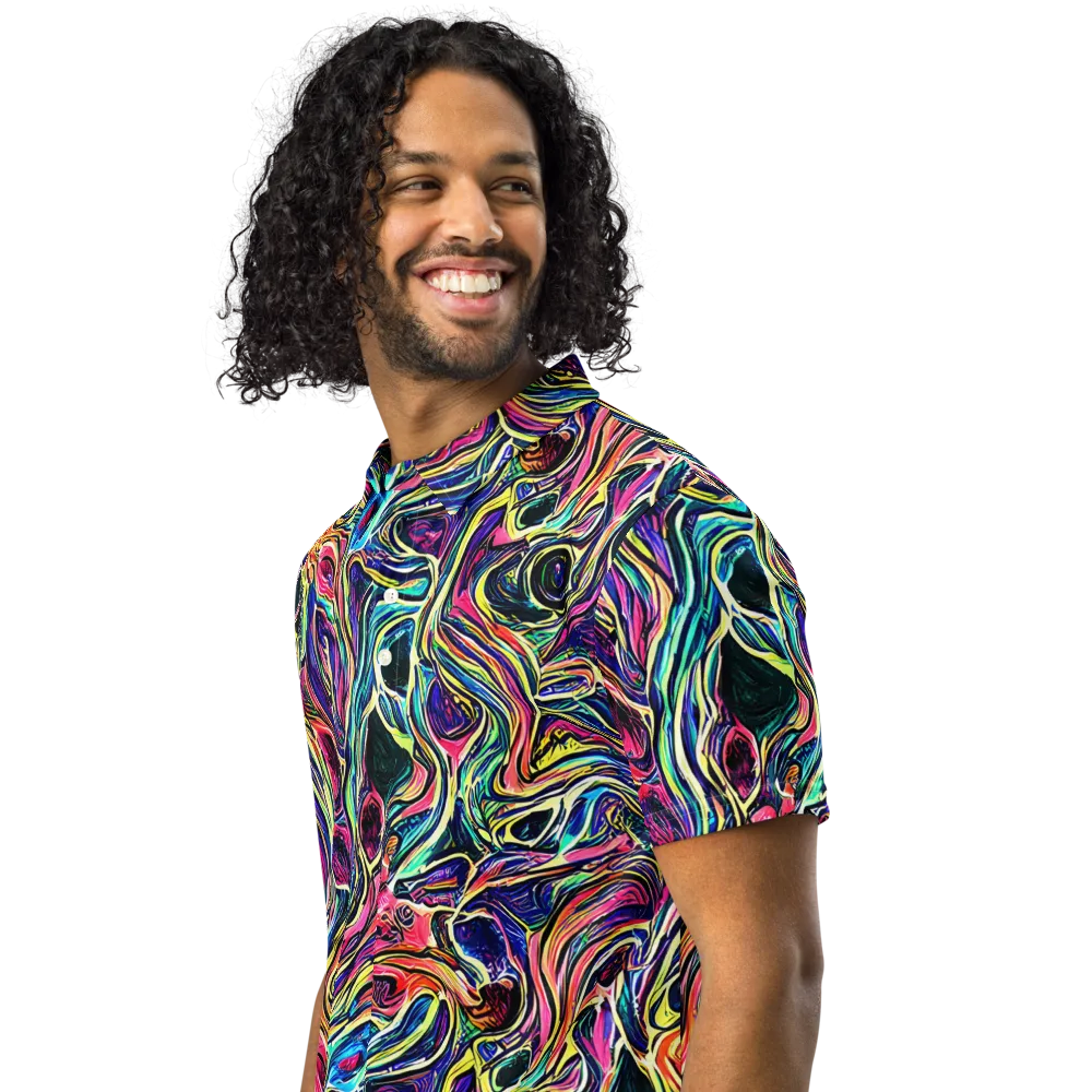 Fluorescent Drift on Men's Slim Fit Polo Shirt — Left Front