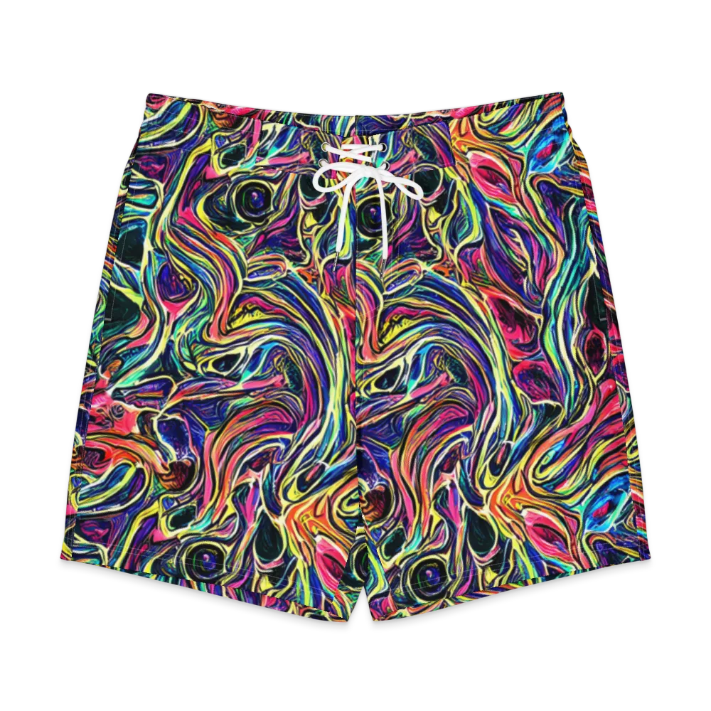 Fluorescent Drift on Men's Board Shorts — Front