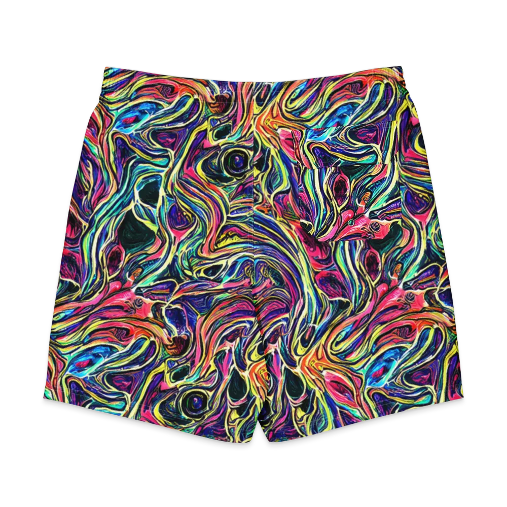 Fluorescent Drift on Men's Board Shorts — Back