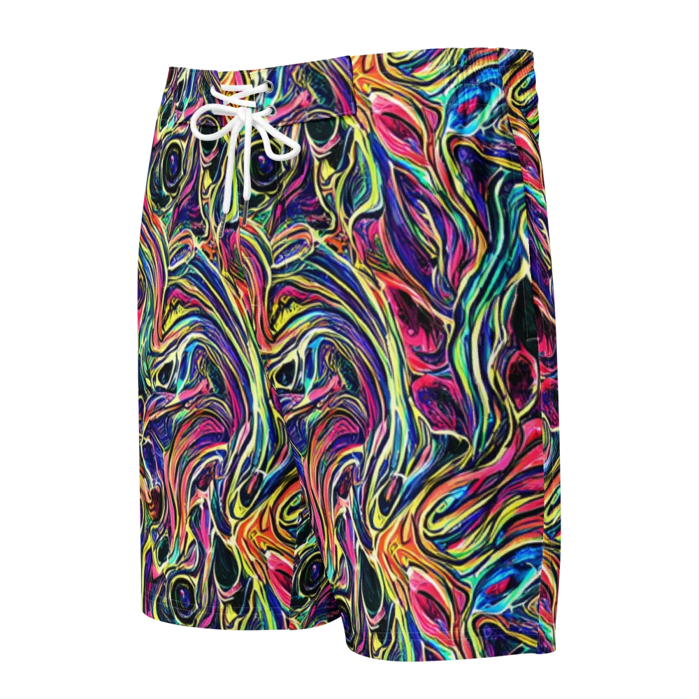Fluorescent Drift on Men's Board Shorts — Front