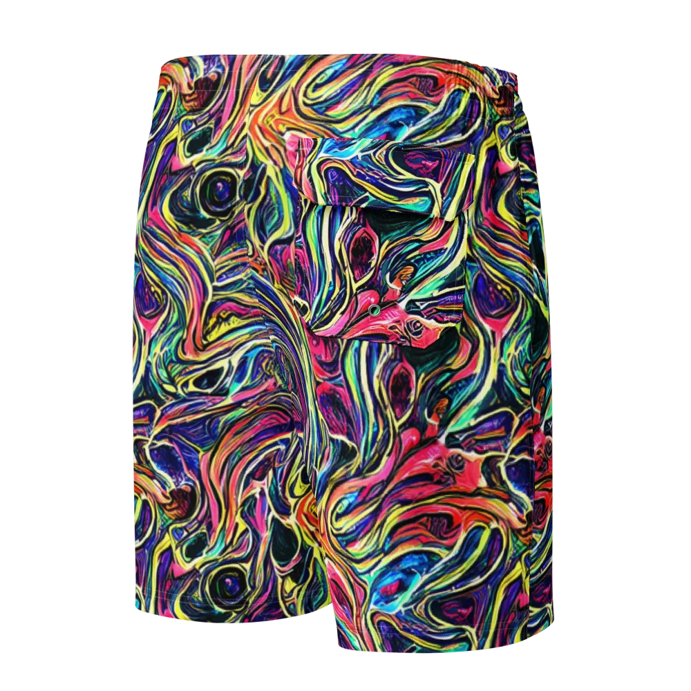 Fluorescent Drift on Men's Board Shorts — Back