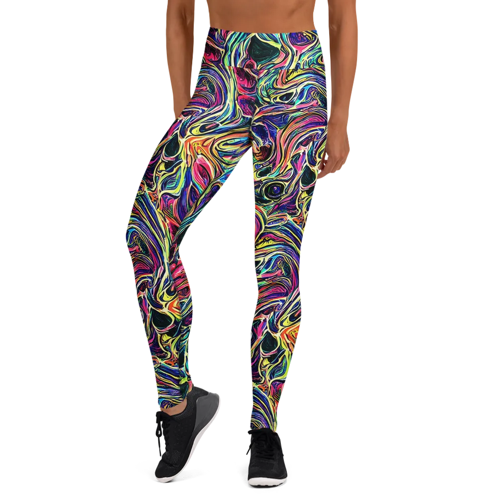 Fluorescent Drift on Yoga Leggings — Front
