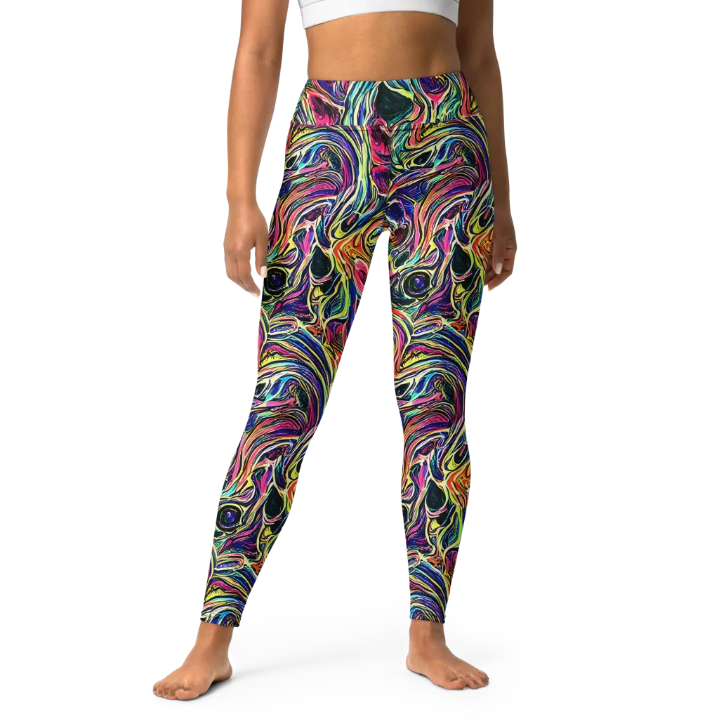 Fluorescent Drift on Yoga Leggings — Front