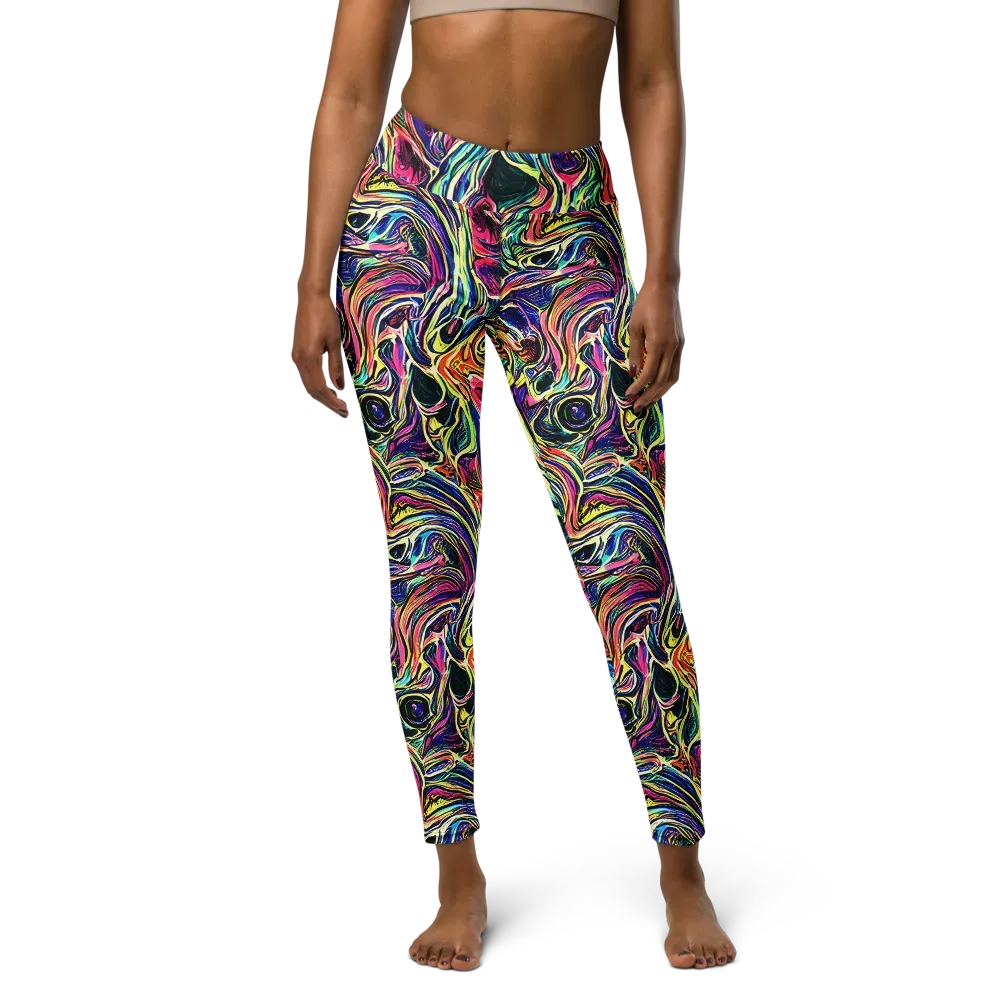 Fluorescent Drift on Yoga Leggings — Front