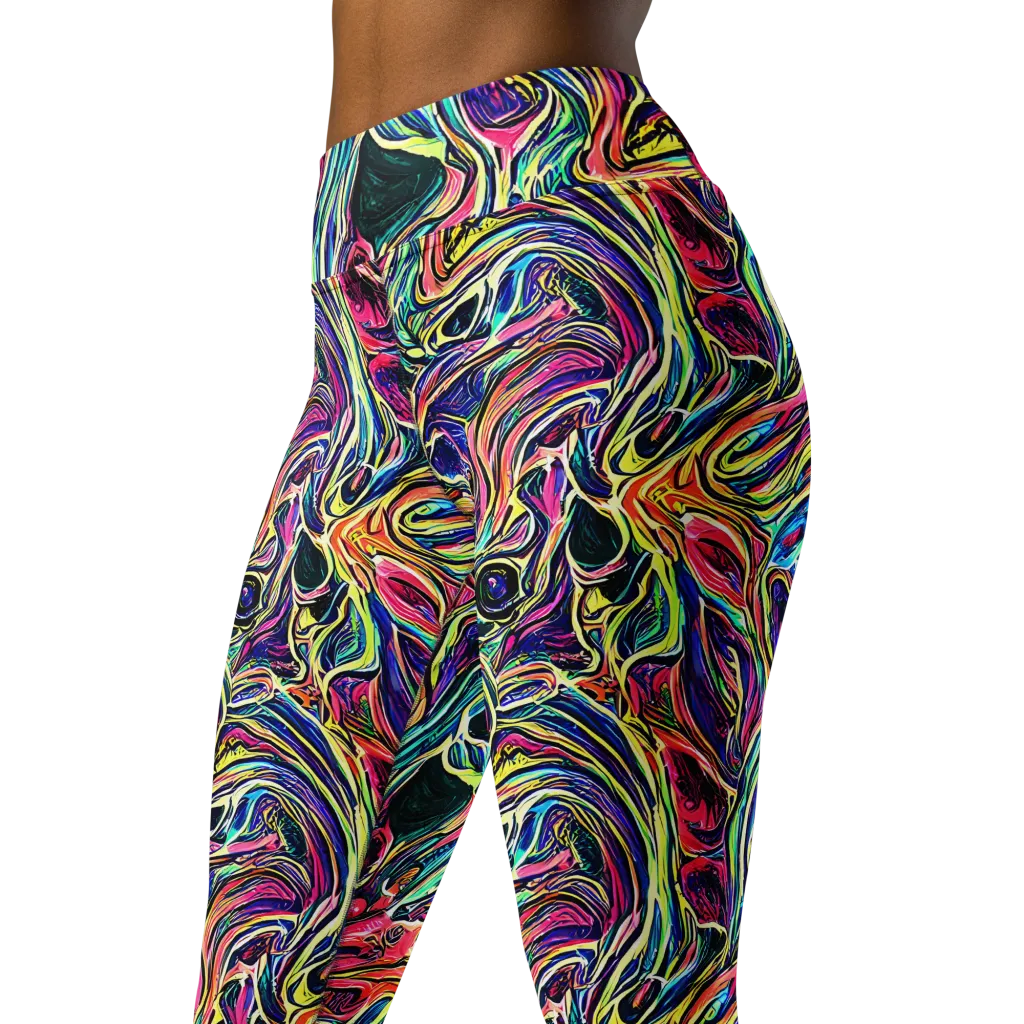 Fluorescent Drift on Yoga Leggings — Left Front