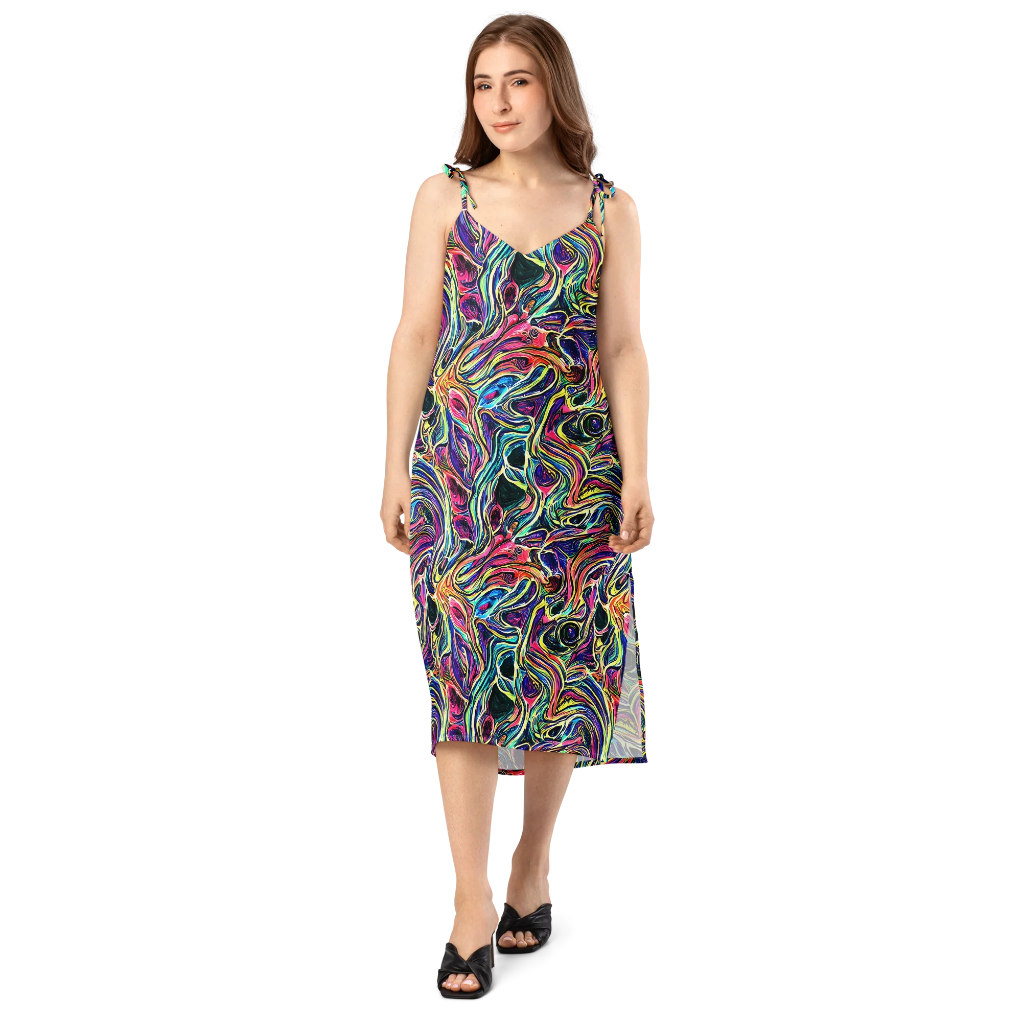 Fluorescent Drift on Slip Dress — Front