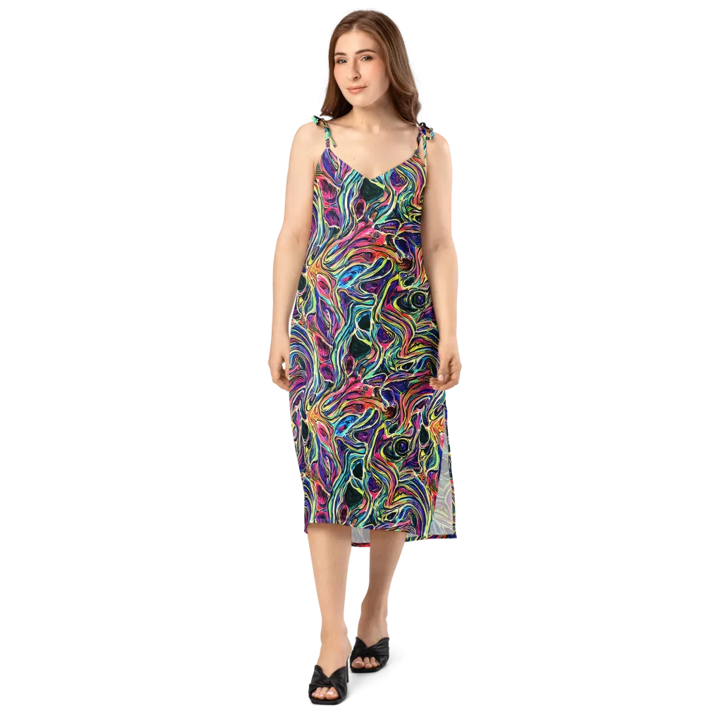 Fluorescent Drift on Slip Dress — Front