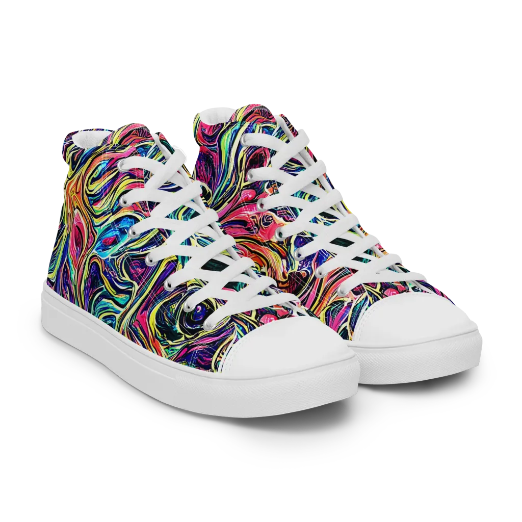 Fluorescent Drift on Men's High Top Canvas Shoes — Right Front