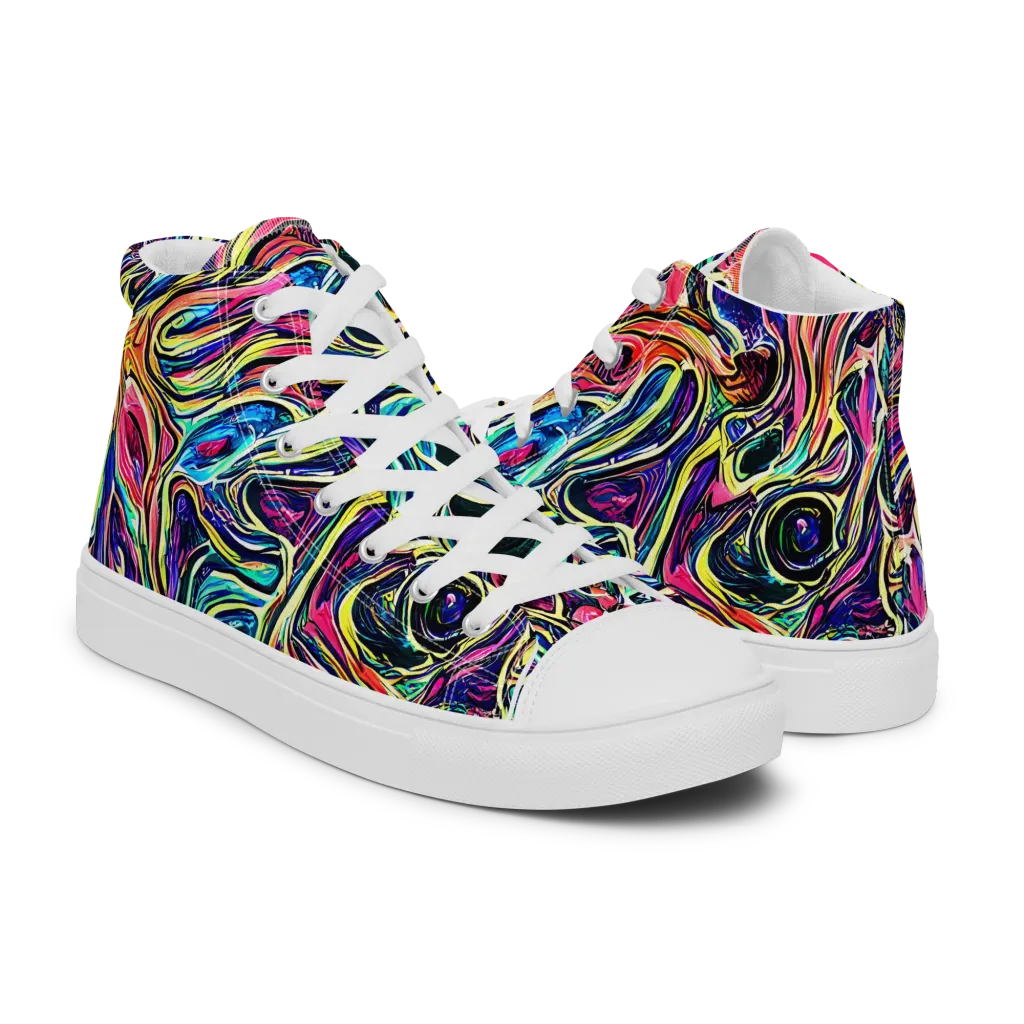 Fluorescent Drift on Men's High Top Canvas Shoes — Right