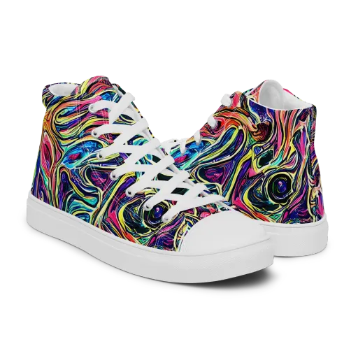 Fluorescent Drift on a Men's High Top Canvas Shoes