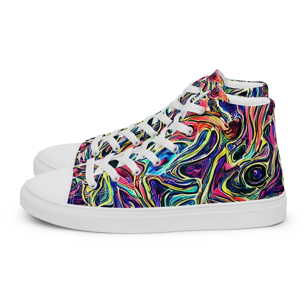 Fluorescent Drift on Women's High Top Canvas Shoes — Left