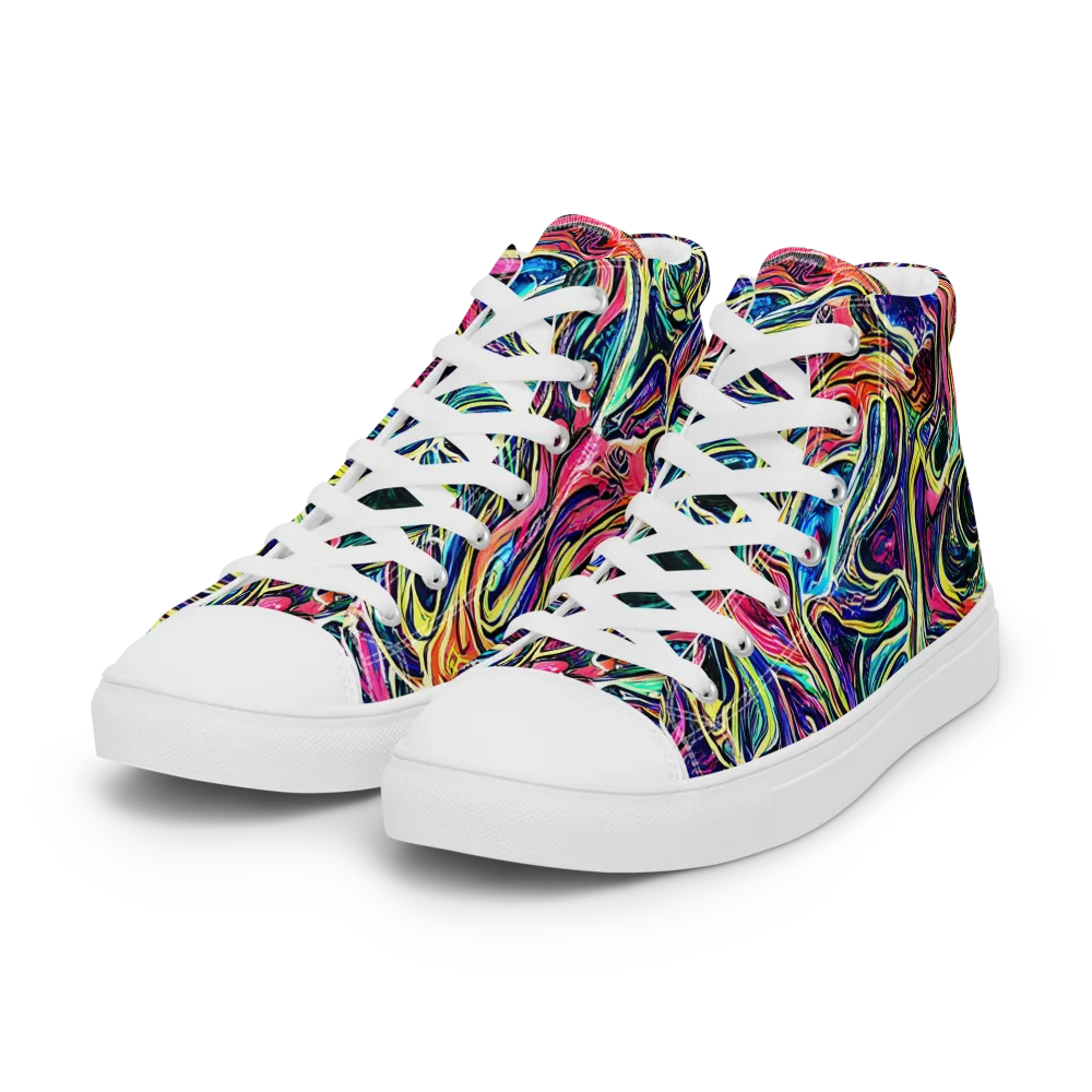 Fluorescent Drift on Women's High Top Canvas Shoes — Left Front