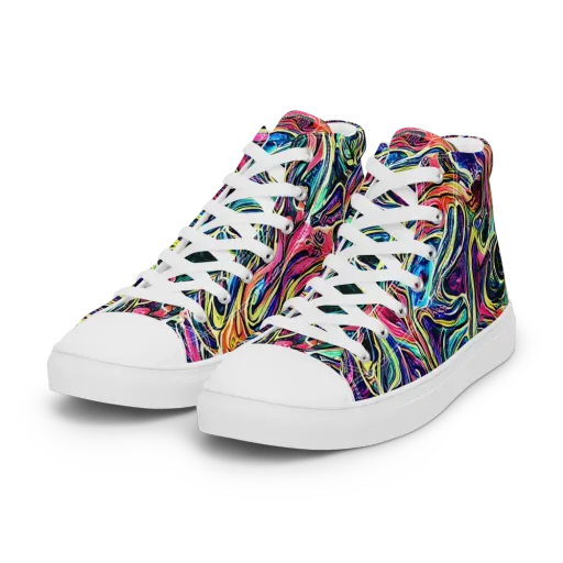 Fluorescent Drift on a Women's High Top Canvas Shoes