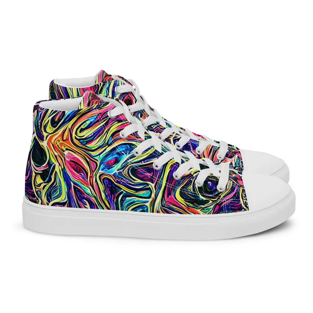 Fluorescent Drift on Women's High Top Canvas Shoes — Right