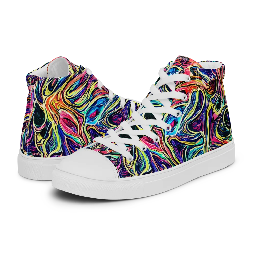 Fluorescent Drift on Women's High Top Canvas Shoes — Left