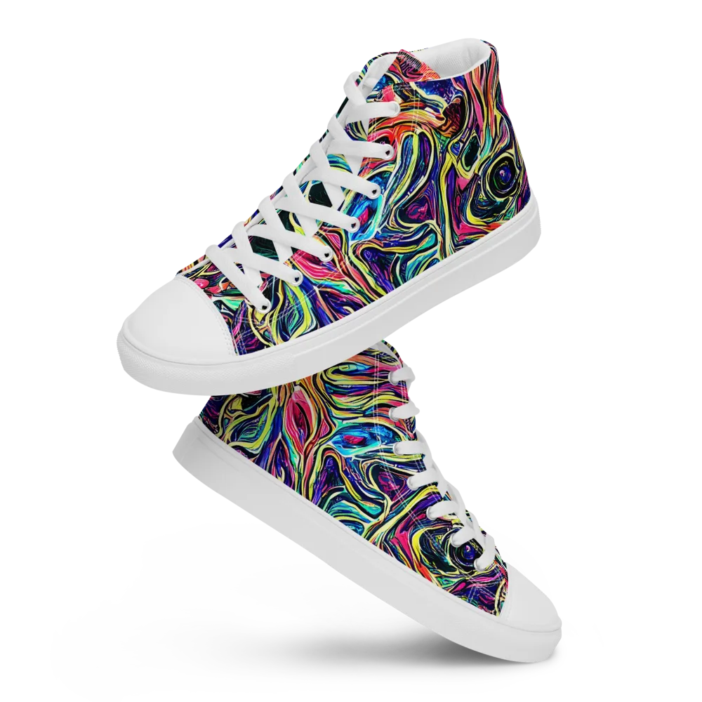 Fluorescent Drift on Women's High Top Canvas Shoes — Front