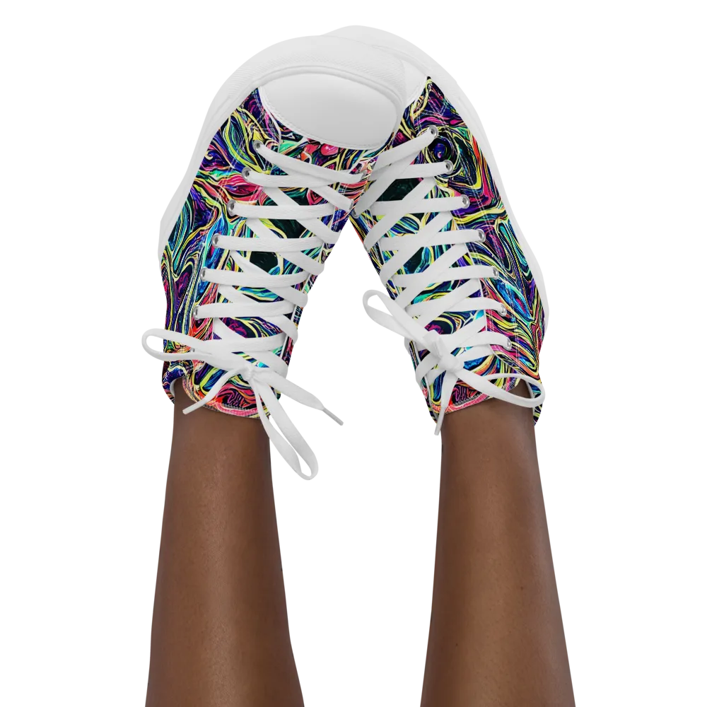 Fluorescent Drift on Women's High Top Canvas Shoes — Front