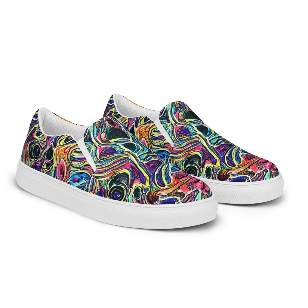 Fluorescent Drift on Men's Slip-On Canvas Shoes — Right Front