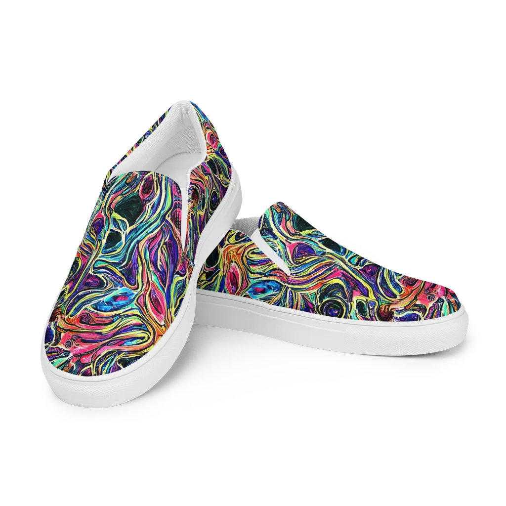 Fluorescent Drift on Men's Slip-On Canvas Shoes — Left Front