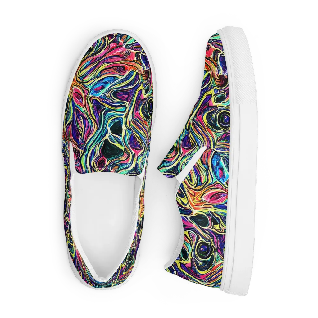Fluorescent Drift on Men's Slip-On Canvas Shoes — Front