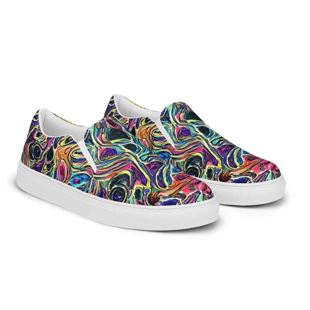 Fluorescent Drift on Women's Slip-On Canvas Shoes — Right Front
