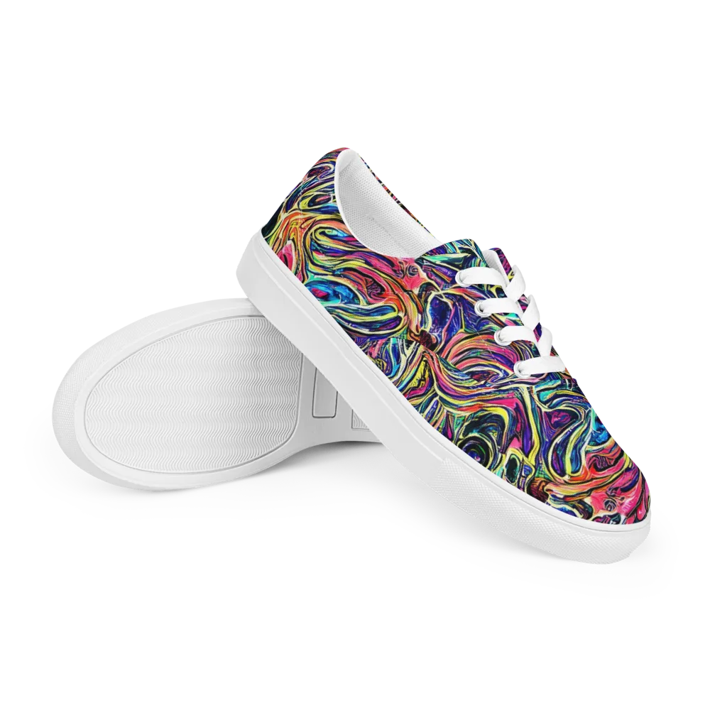 Fluorescent Drift on Men's Lace-Up Canvas Shoes — Right Front