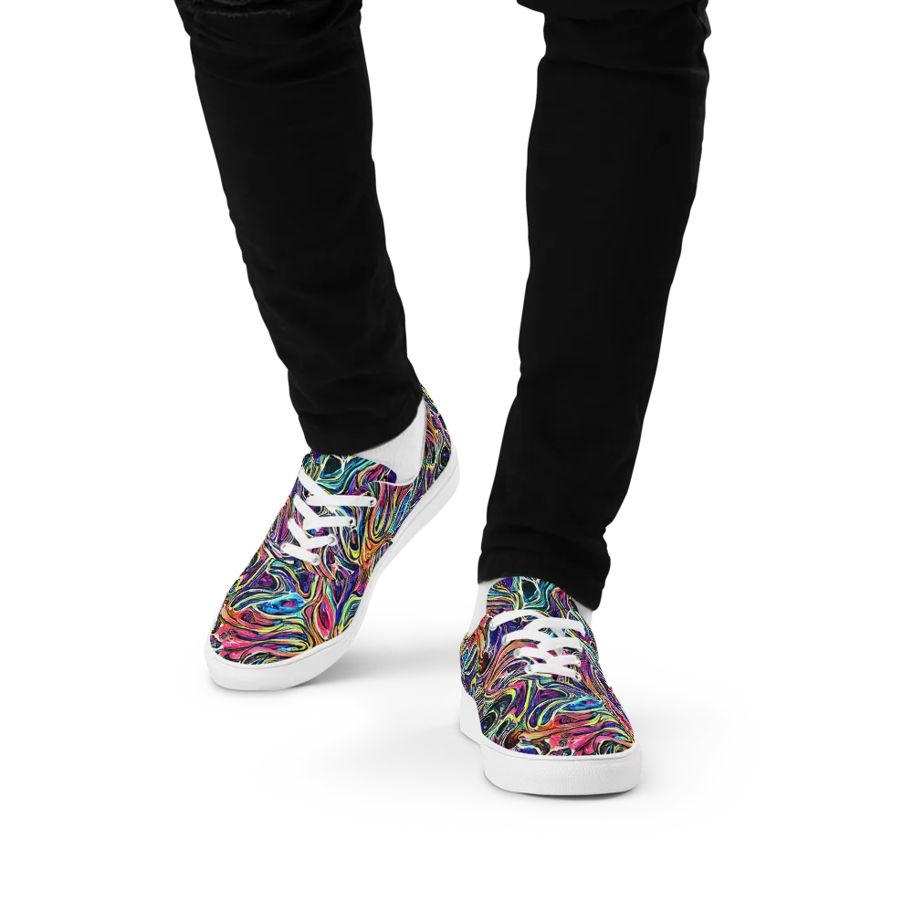 Fluorescent Drift on Men's Lace-Up Canvas Shoes — Front