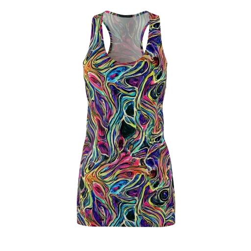 Fluorescent Drift on a Racerback Dress