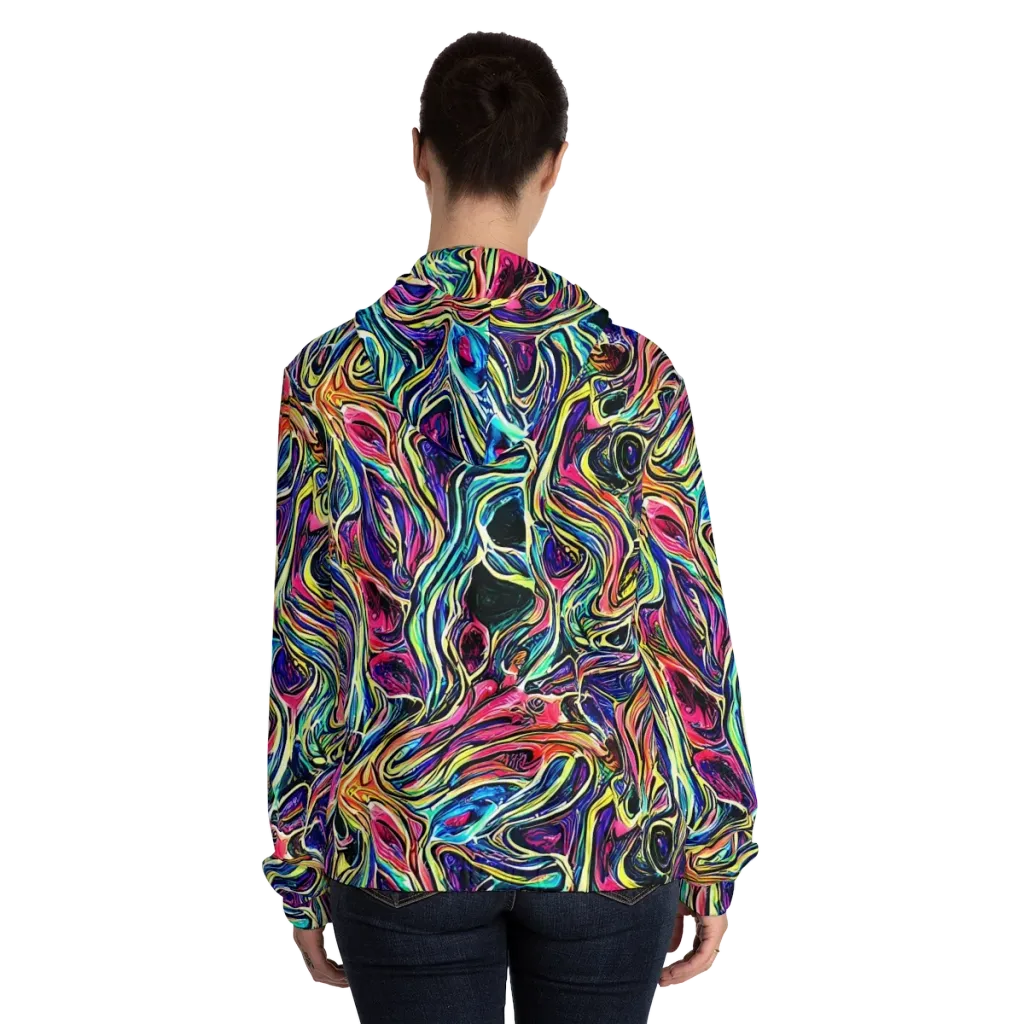 Fluorescent Drift on Women's Full-Zip Hoodie — Back On Person