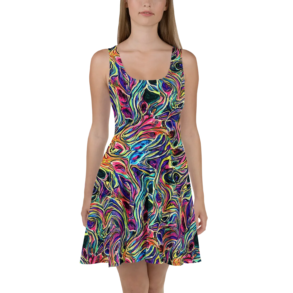 Fluorescent Drift on Skater Dress — Front