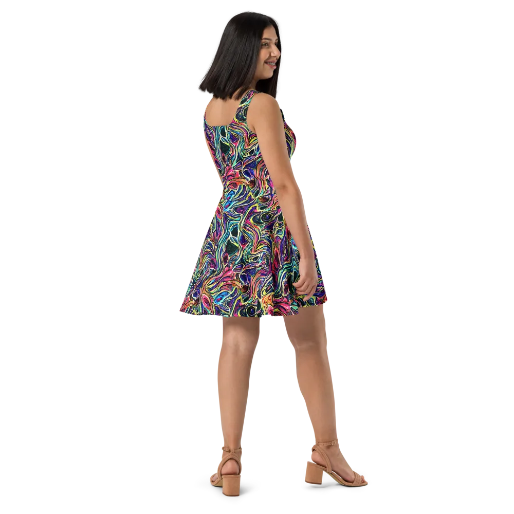 Fluorescent Drift on Skater Dress — Right
