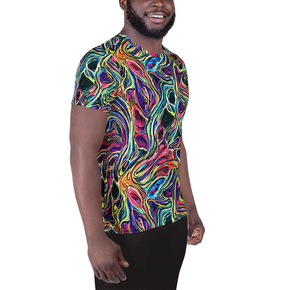 Fluorescent Drift on Men's Athletic T-Shirt — Right
