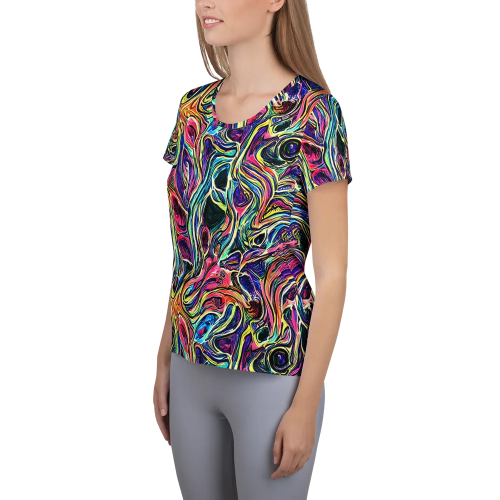 Fluorescent Drift on Women's Athletic T-Shirt — Left