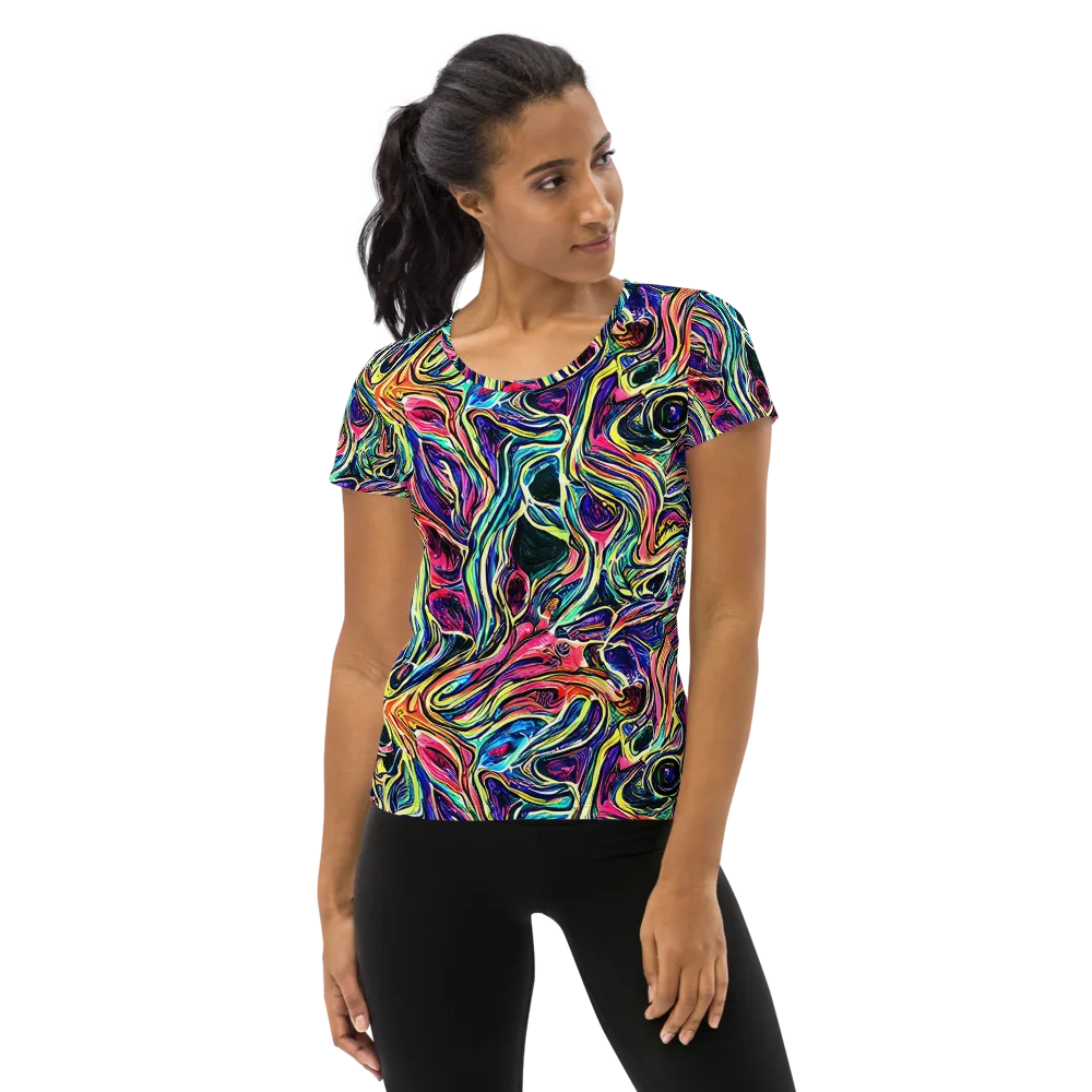 Fluorescent Drift on Women's Athletic T-Shirt — Front