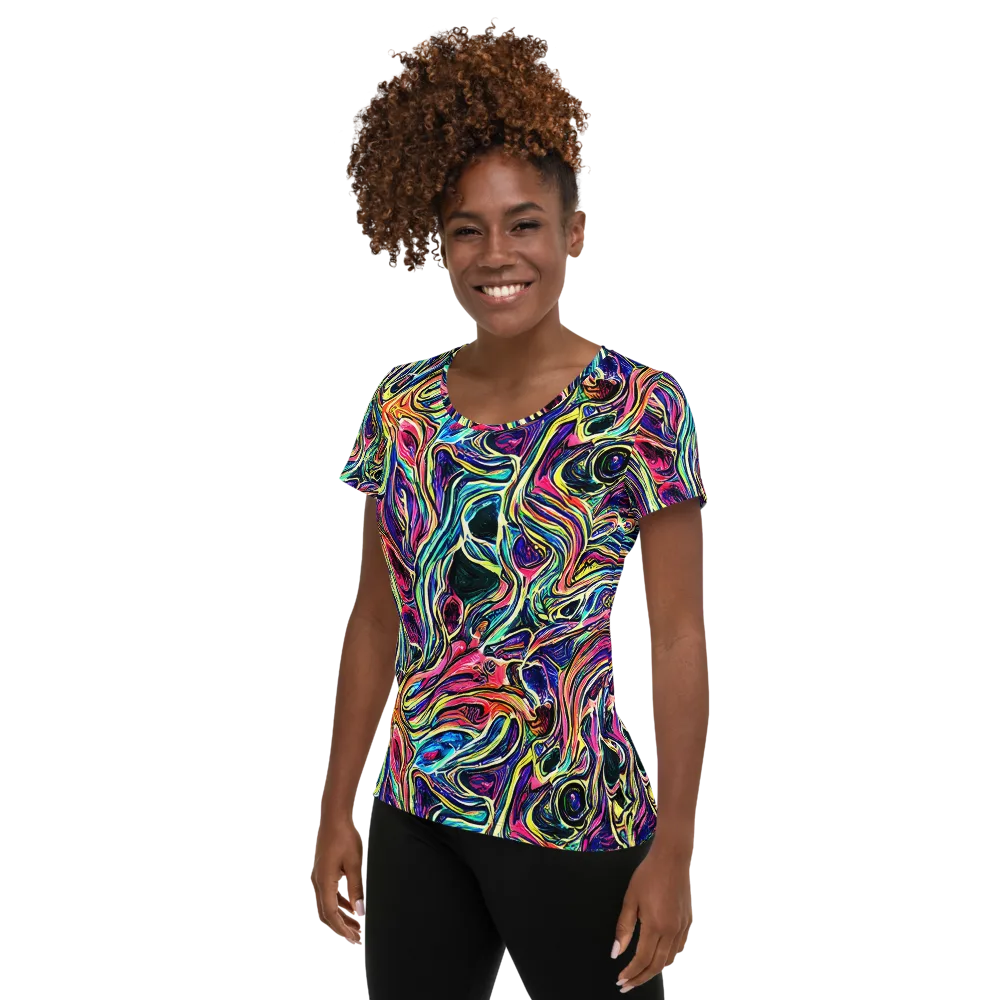 Fluorescent Drift on Women's Athletic T-Shirt — Left