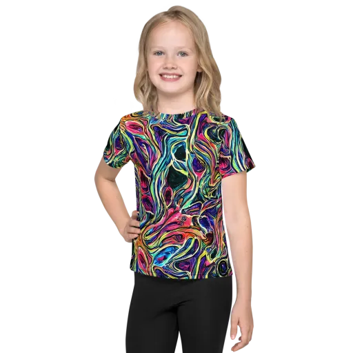 Fluorescent Drift on a Kids Crew Neck T-Shirt