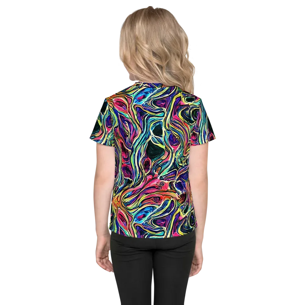 Fluorescent Drift on Kids Crew Neck T-Shirt — Back
